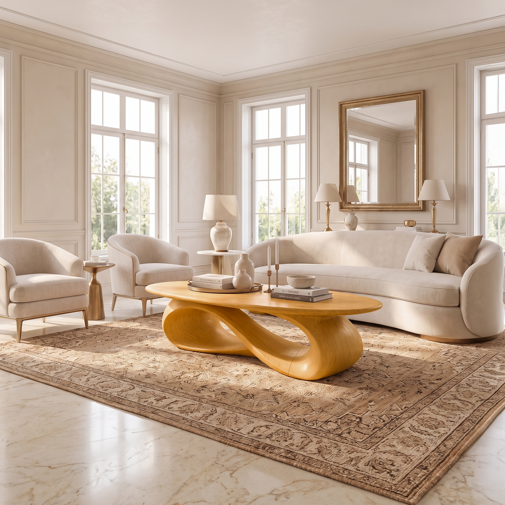 Modern Coffee Table With Oval Top And Clean Curved Profile For Living Room