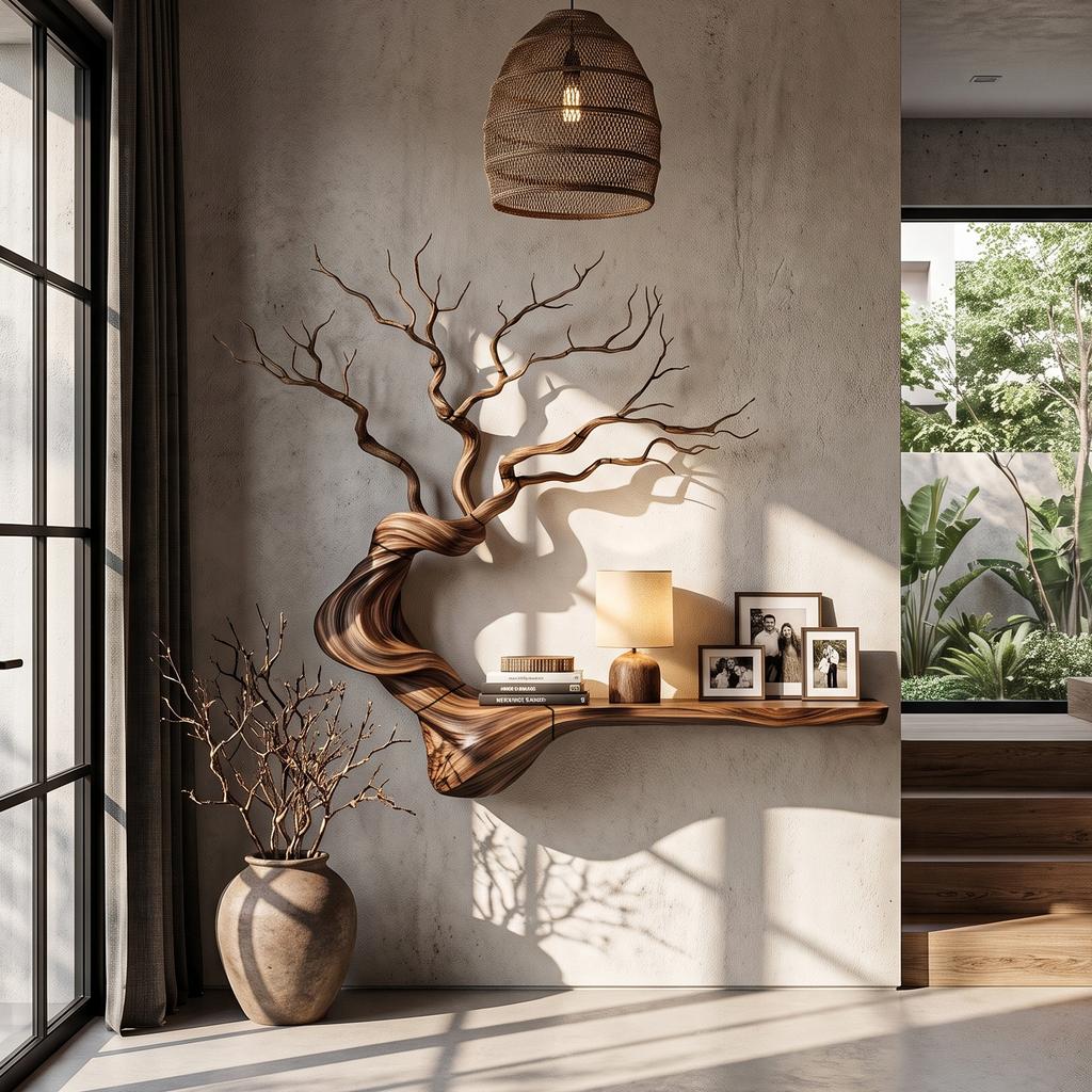 Organic Tree Bookcase With Flowing Branch Shelves For Living Room