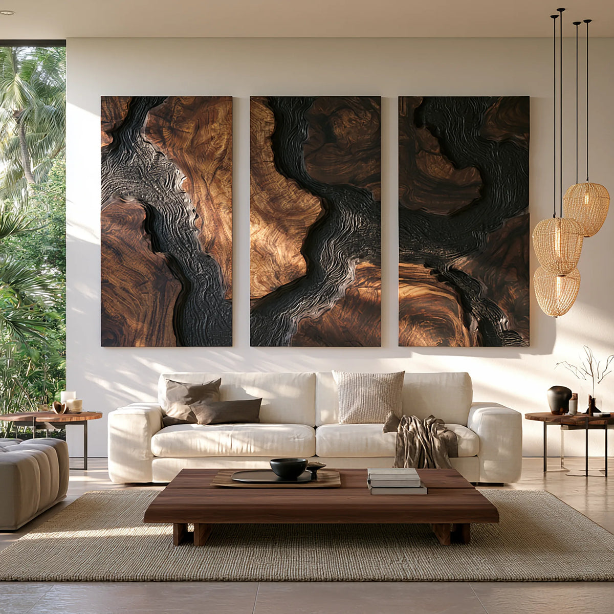 Tropical 3D Wooden Wall Art Living Room