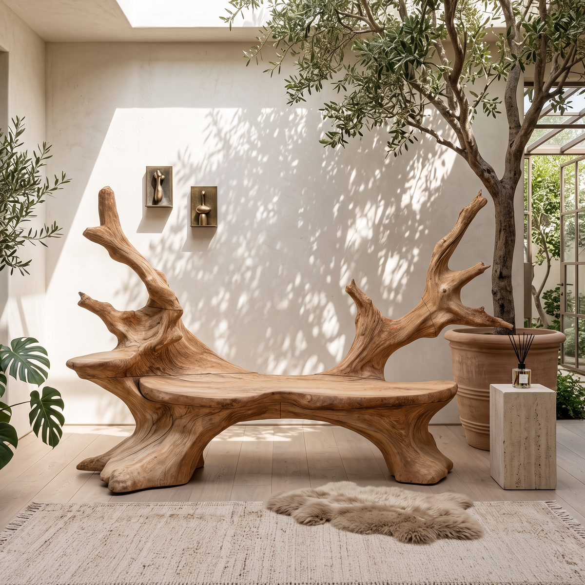 Mid Century Live Edge Bench For Elegant Living Room Accents
