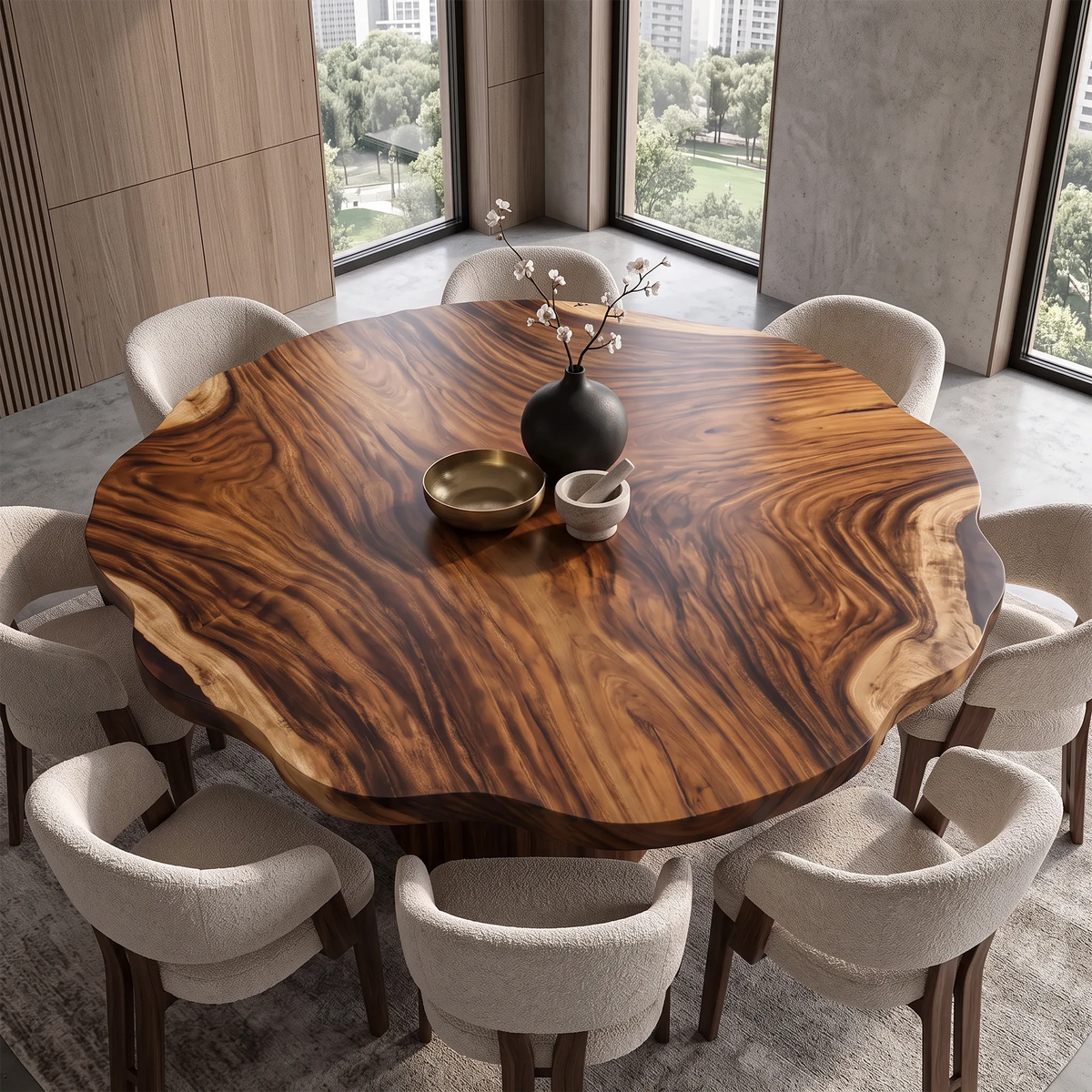 Mid Century Round Wood Table Top Dining Room