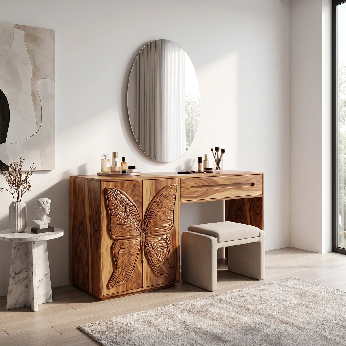 Dreamy Bedroom Vanity Makeup Vanity Desk Butterfly Cabinet For Dressing Room
