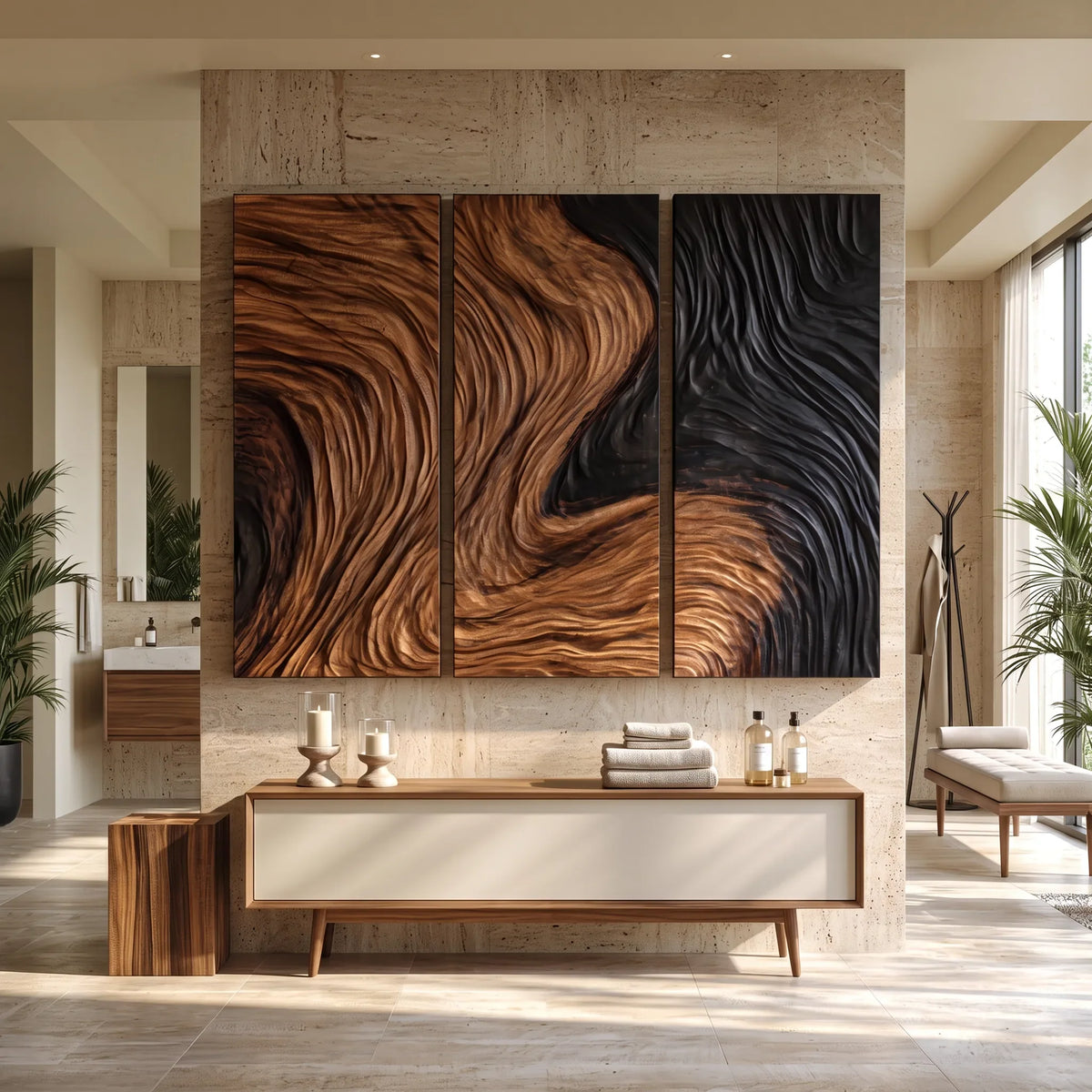 Coastal Modern Wooden Wall Art Master Bedroom