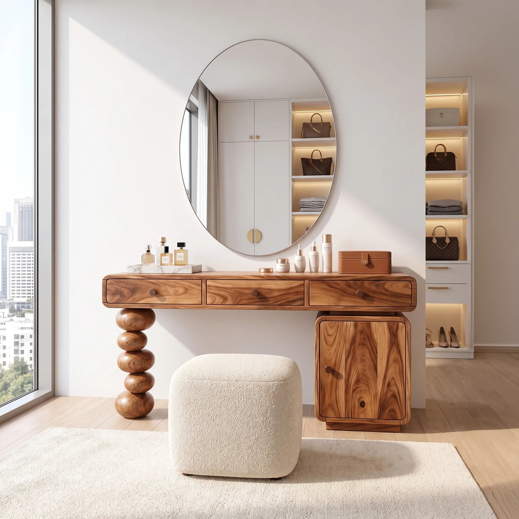 Playful Makeup Vanity Desk Bedroom Vanity Rounded Drawers For Dressing Room