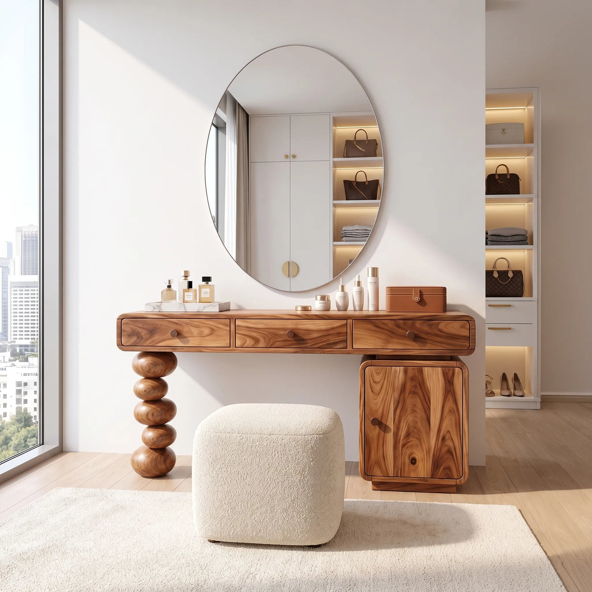 Playful Makeup Vanity Desk Bedroom Vanity Rounded Drawers For Dressing Room