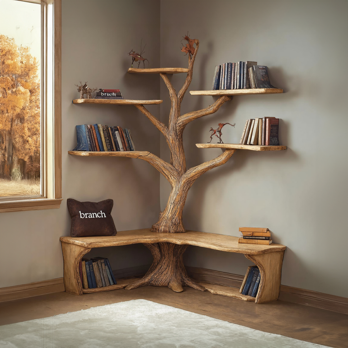 Mid Century Bookcase With Lshaped Bench Corner Bookcase