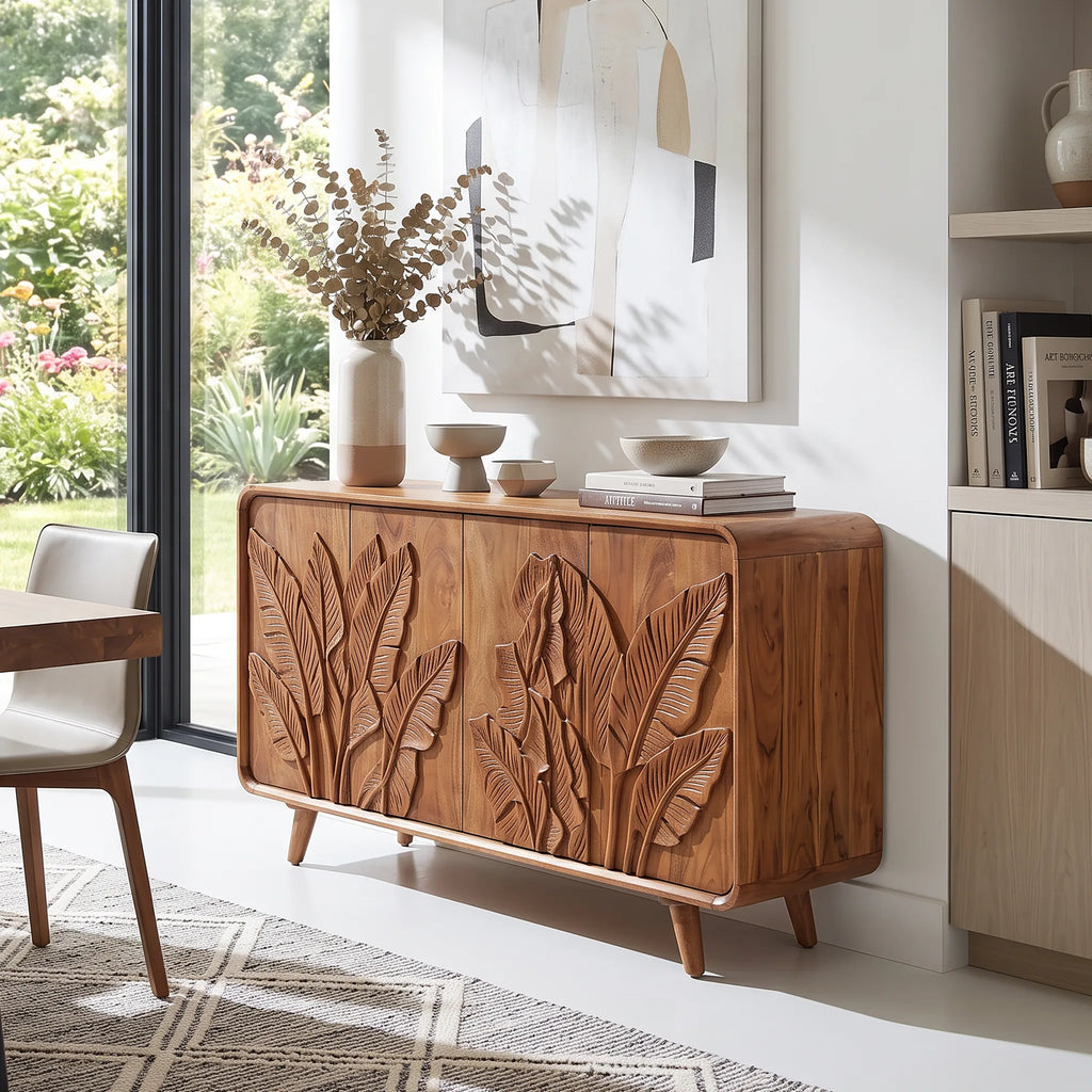 Handcrafted Botanical Sideboard Cabinet Dining Room
