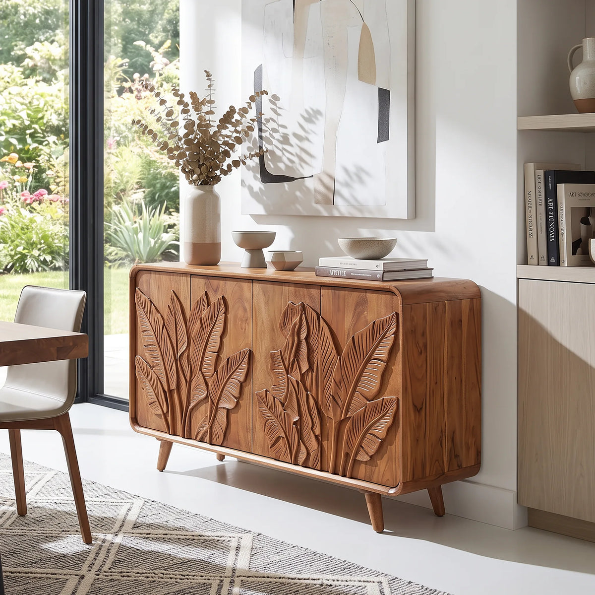 Handcrafted Botanical Sideboard Cabinet Dining Room
