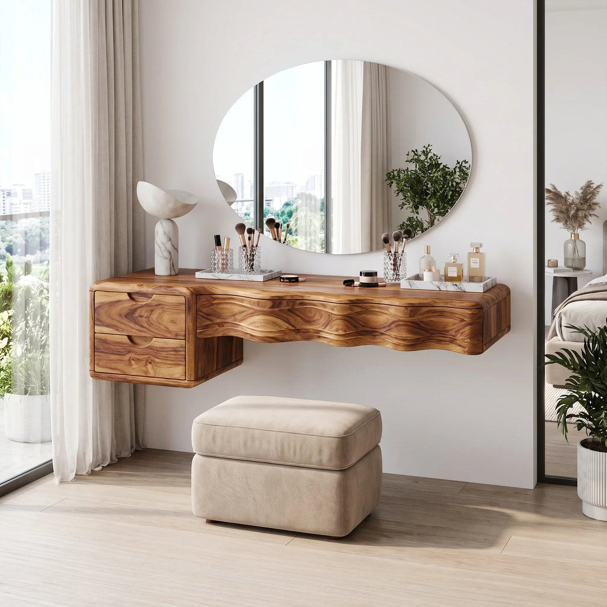 Refined Makeup Vanity Desk Bedroom Vanity Dressing Table Drawer Storage For Bedroom