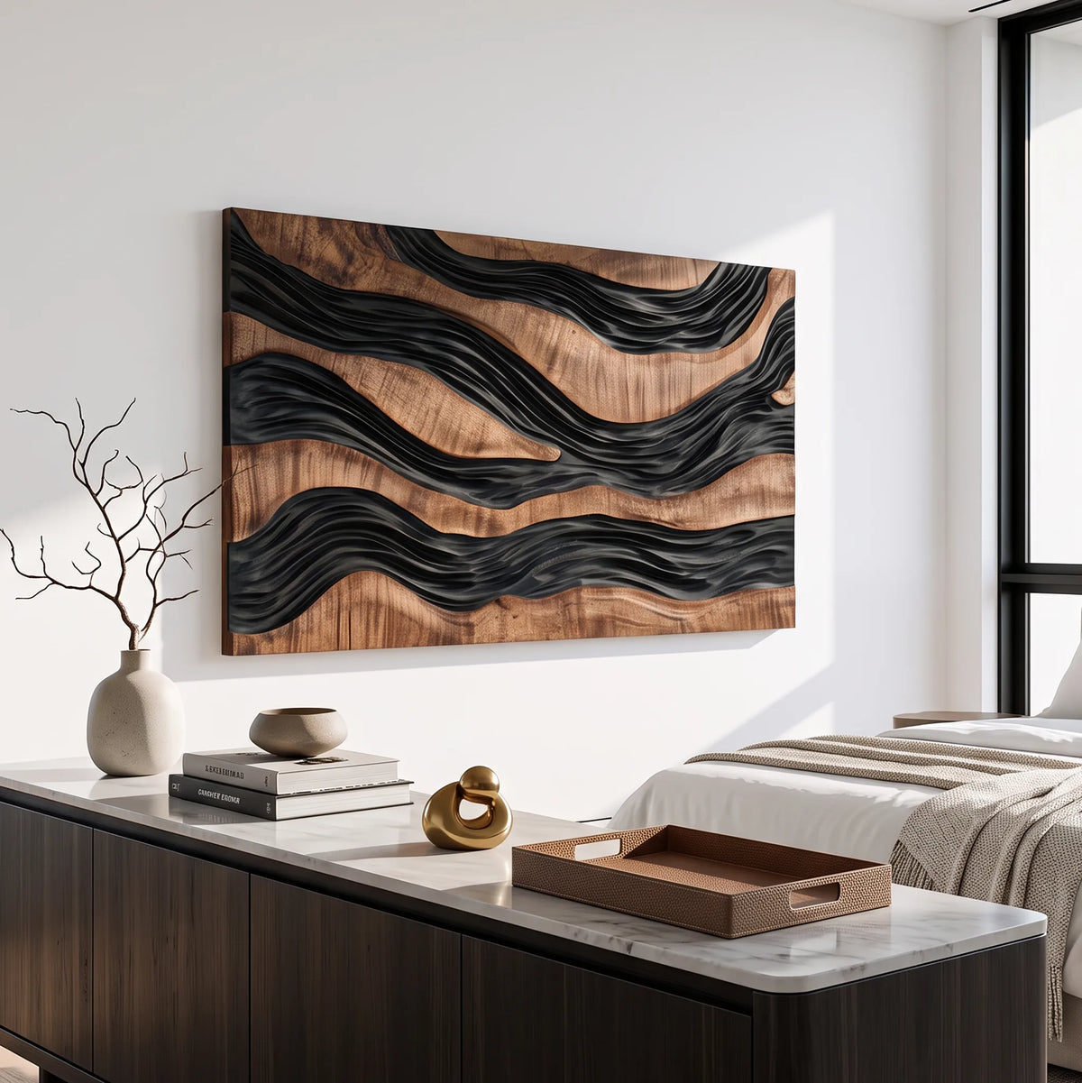 Handcrafted Layered River 3D Wall Art Urban Loft