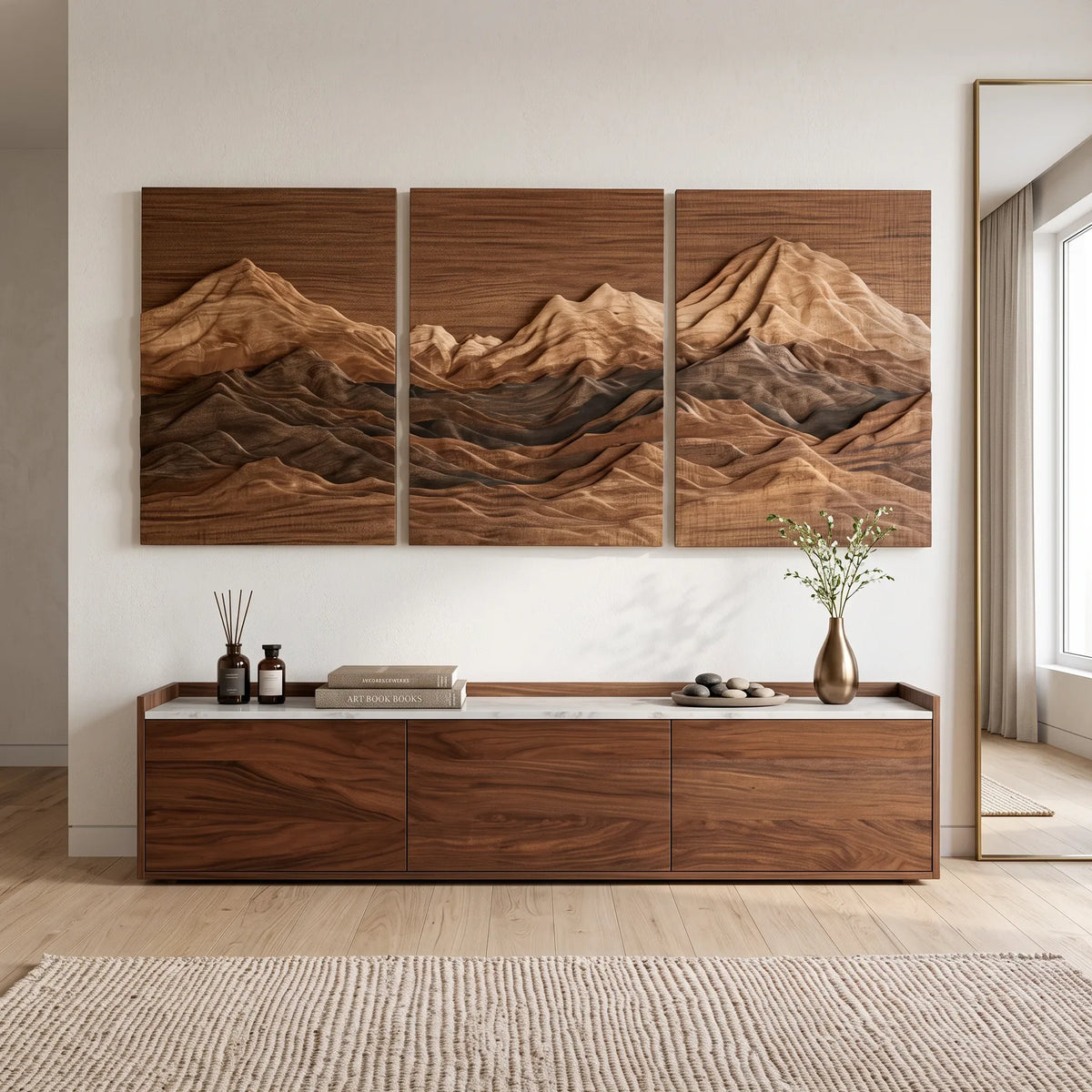 Rustic Mountain Wooden Wall Art Modern Entryway