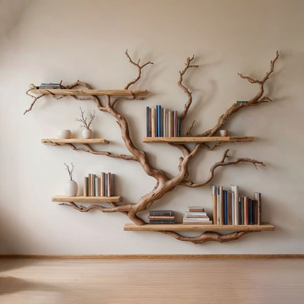 Tree Bookshelf Solid Wood Driftwood Bookcase