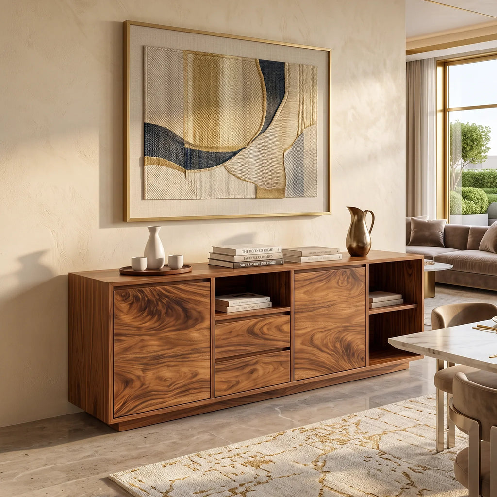 Modern Ripple Front Sideboard Open Entryway Hallway
