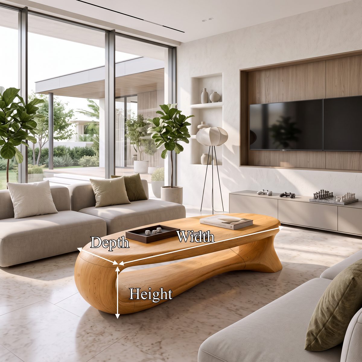 Contemporary Wooden Coffee Table With Oval Top Design For Living Room