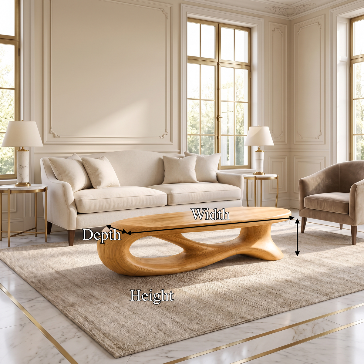 Modern Oval Coffee Table With Smooth Curved Profile For Living Room