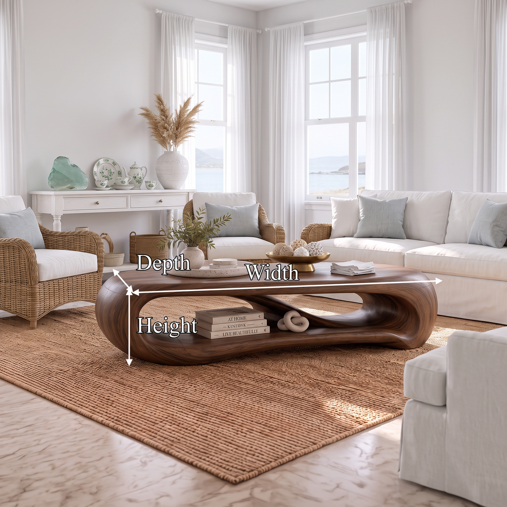 Modern Walnut Coffee Table With Soft Rounded Ends For Living Room