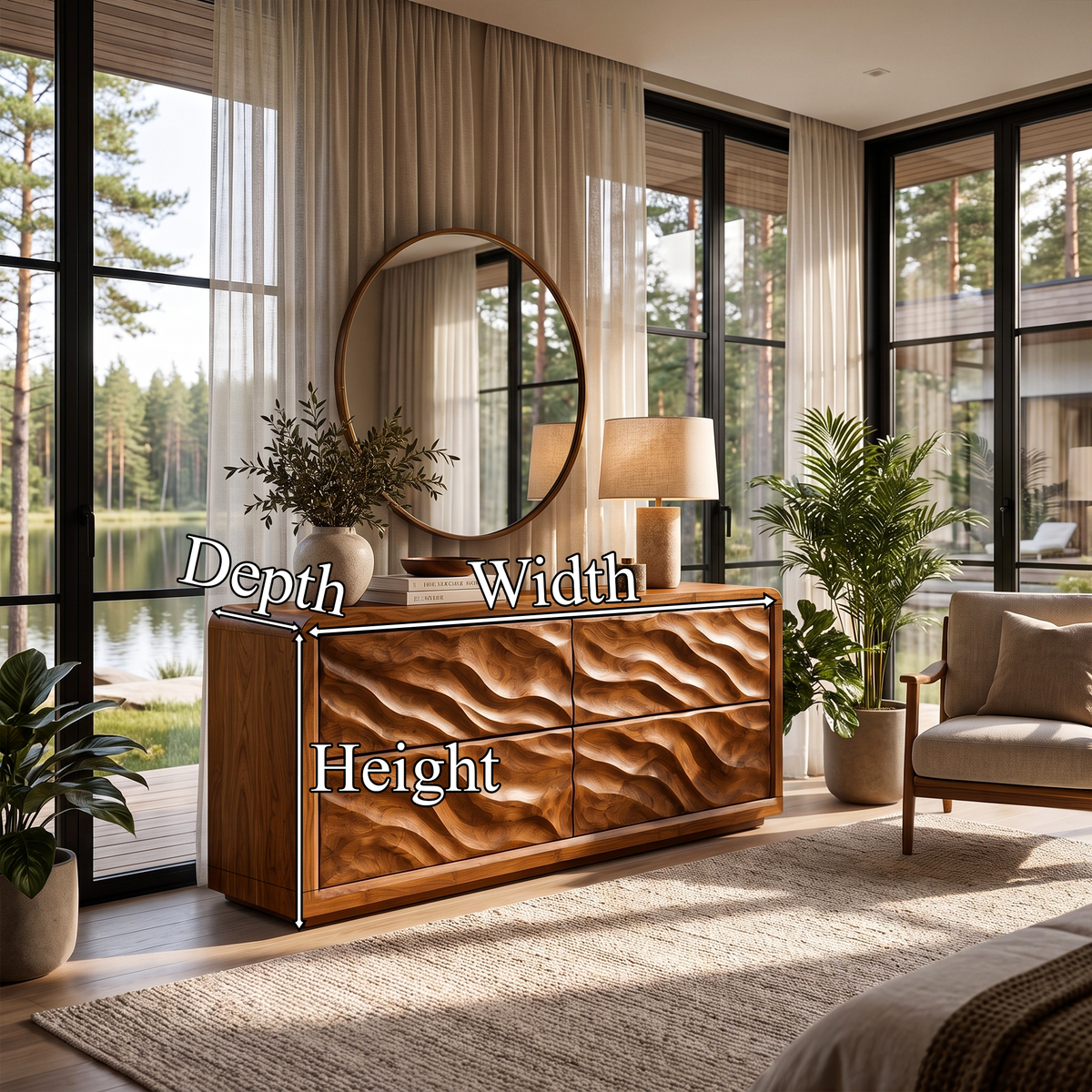 Modern Wide 4 Drawer Dresser For Bedroom