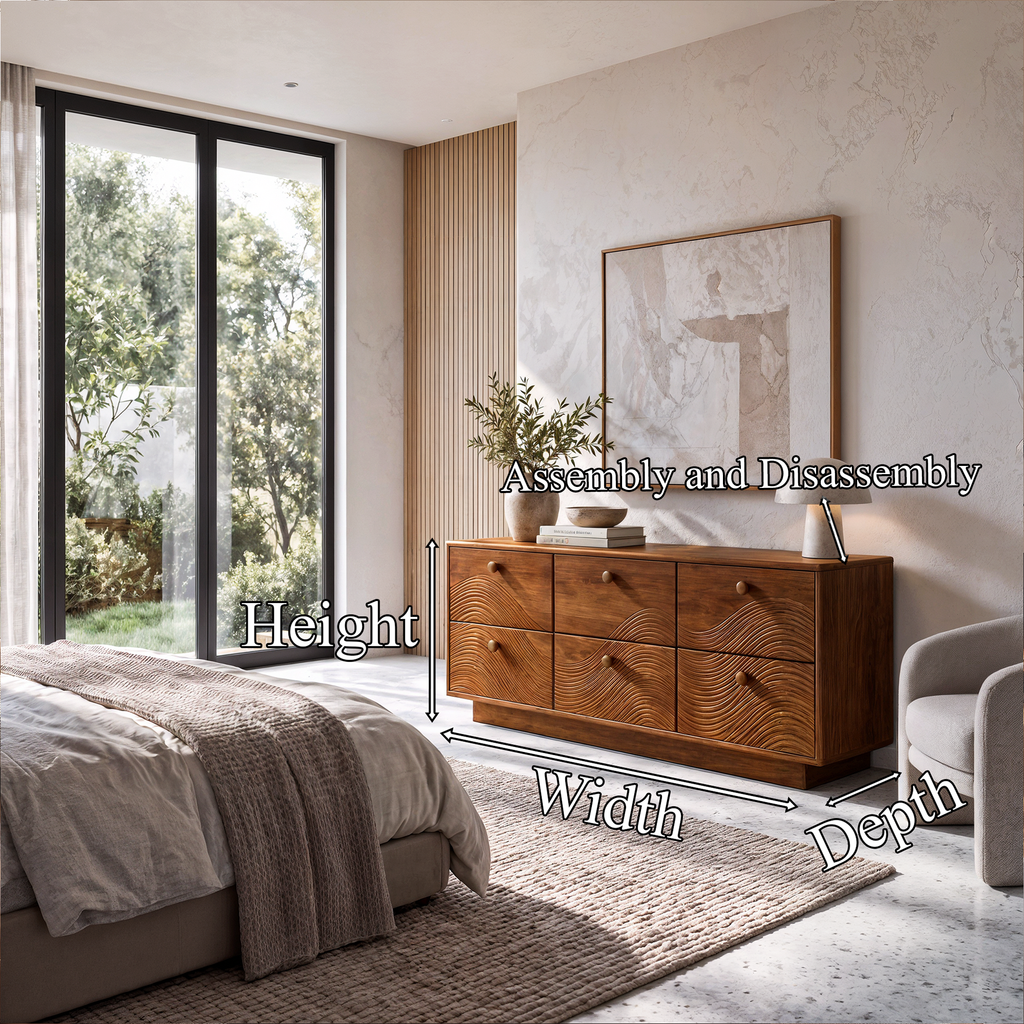 Rustic Bedroom Dresser With Low Profile Form And Simple Drawer Design