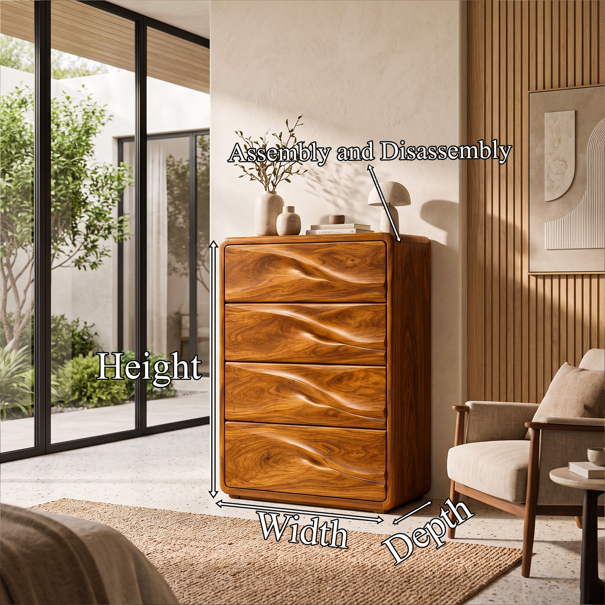 Scandinavian Bedroom Dresser Drawers With Soft Rounded Corners For Bedroom