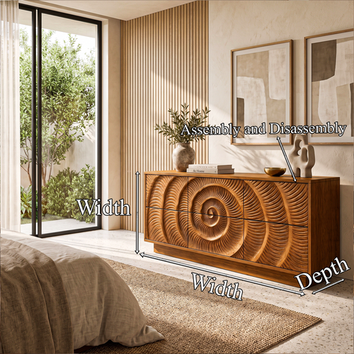 Contemporary Chest Dresser With Layered Circle Pattern For Bedroom
