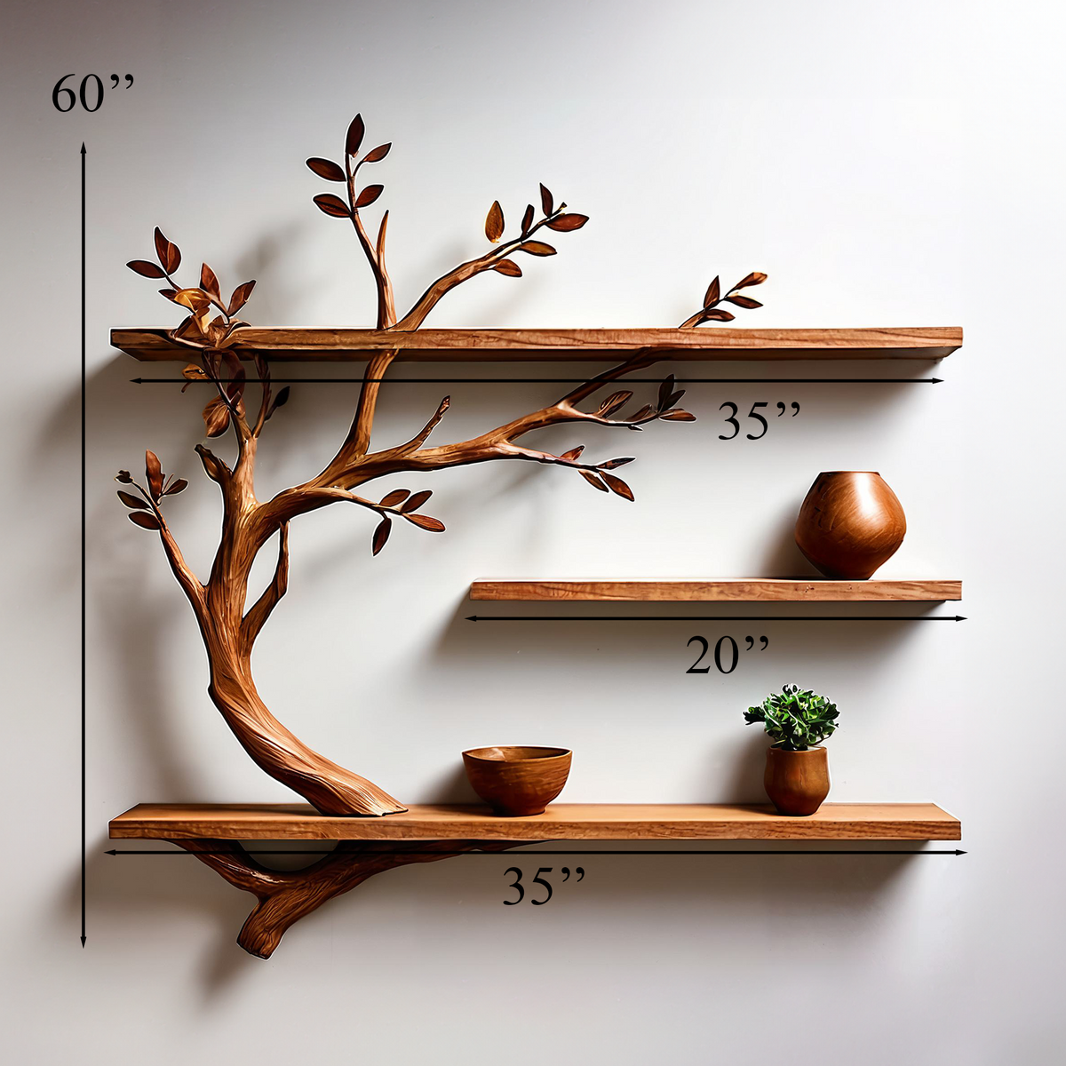 Custom Floating Bookshelf Driftwood Tree Branch Wall Mount
