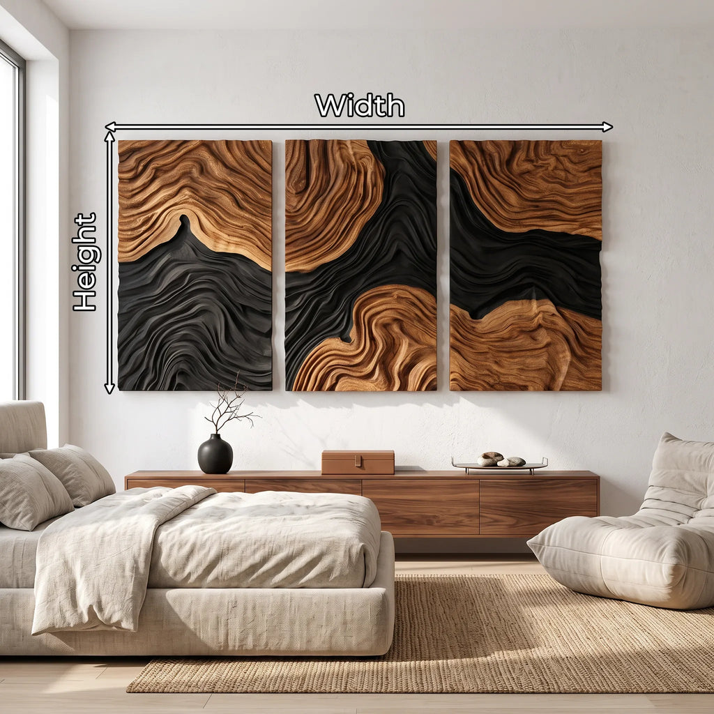 Mid Century Layered Landscape Wooden Wall Sculpture Hotel Suite