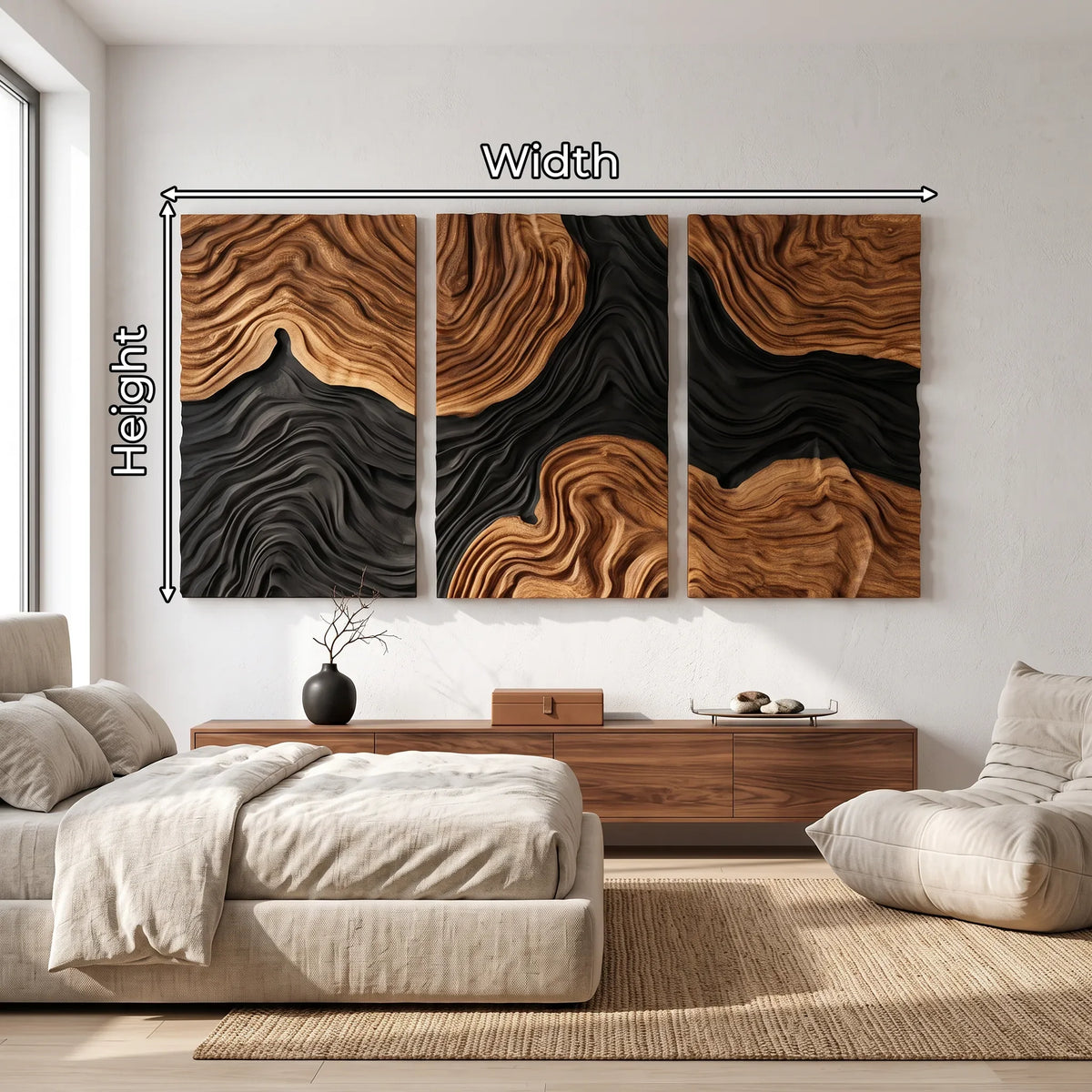 Mid Century Layered Landscape Wooden Wall Sculpture Hotel Suite