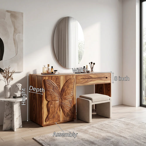 Dreamy Bedroom Vanity Makeup Vanity Desk Butterfly Cabinet For Dressing Room