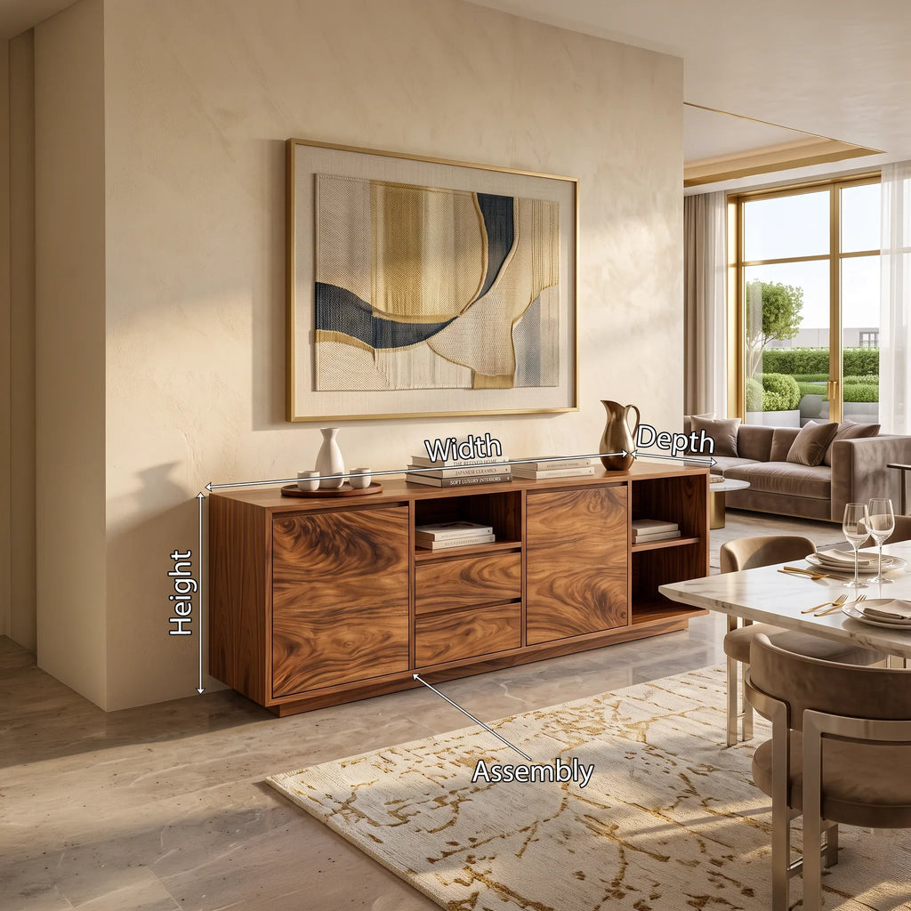 Modern Ripple Front Sideboard Open Entryway Hallway