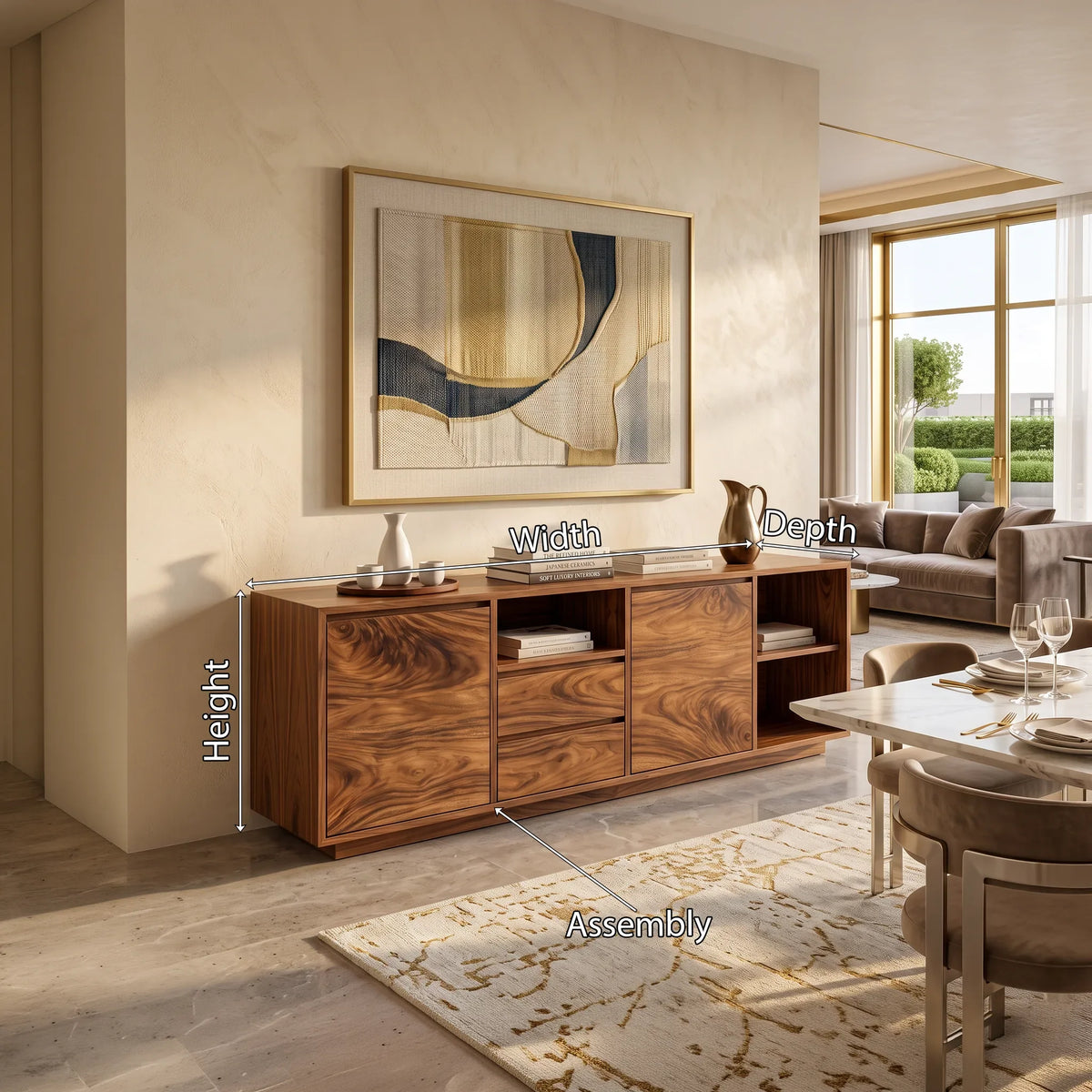 Modern Ripple Front Sideboard Open Entryway Hallway