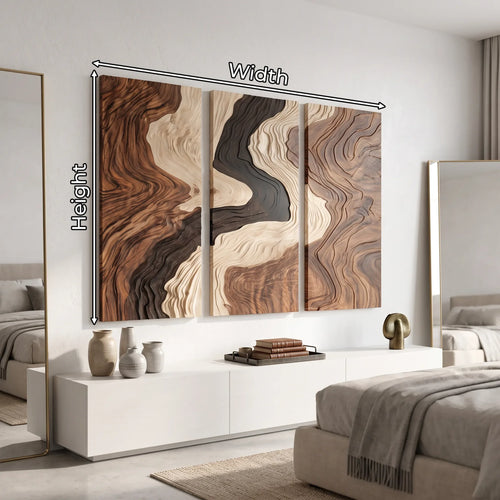 Contemporary Topographic Triptych Wall Art Luxury Bedroom