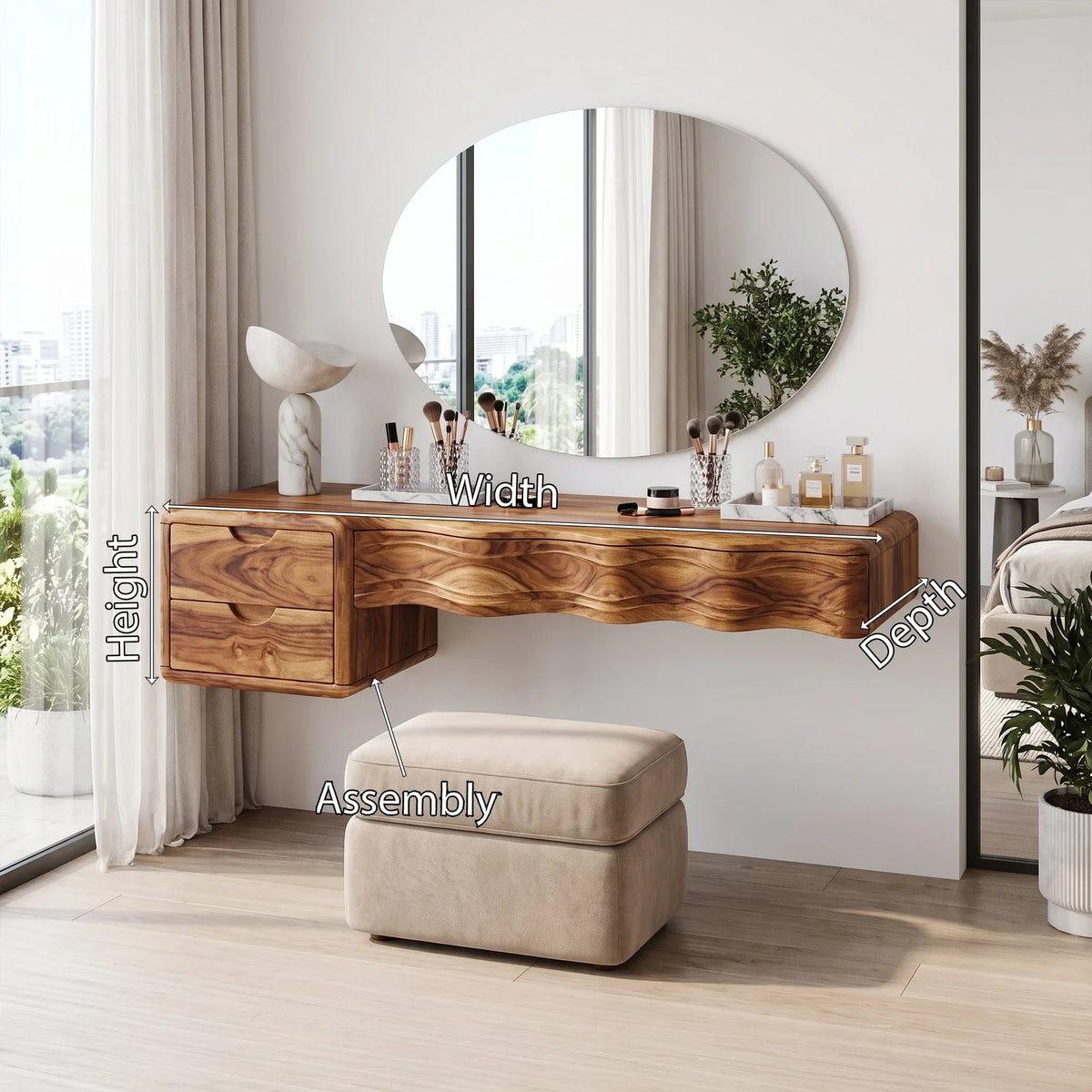 Refined Makeup Vanity Desk Bedroom Vanity Dressing Table Drawer Storage For Bedroom