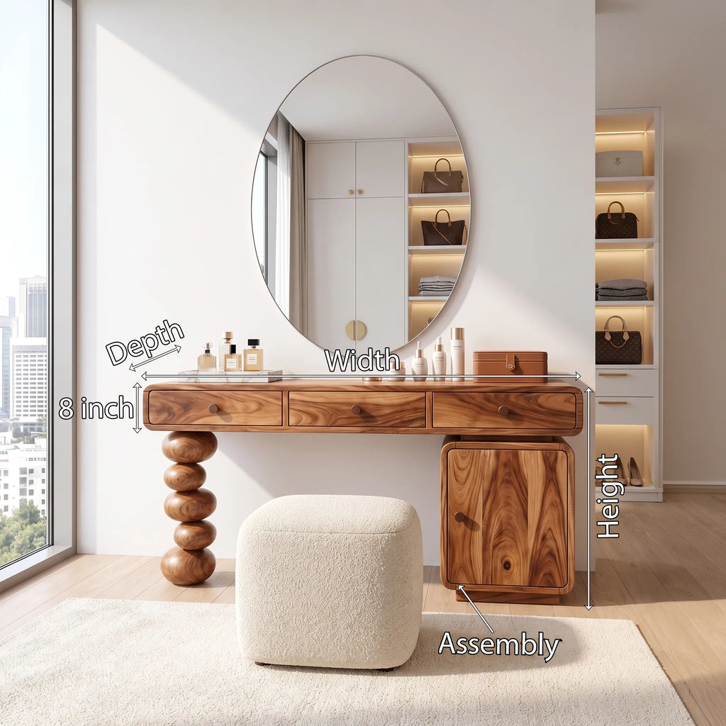Playful Makeup Vanity Desk Bedroom Vanity Rounded Drawers For Dressing Room