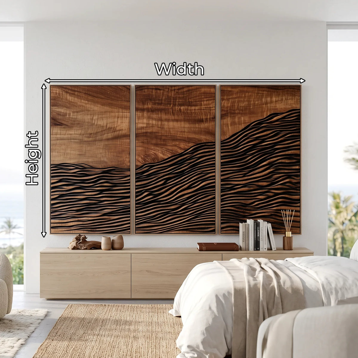 Coastal Abstract Wood Wall Art Master Bedroom