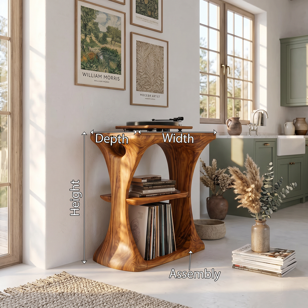 Mid Century Wood Vinyl Cabinet For Livingroom Decor