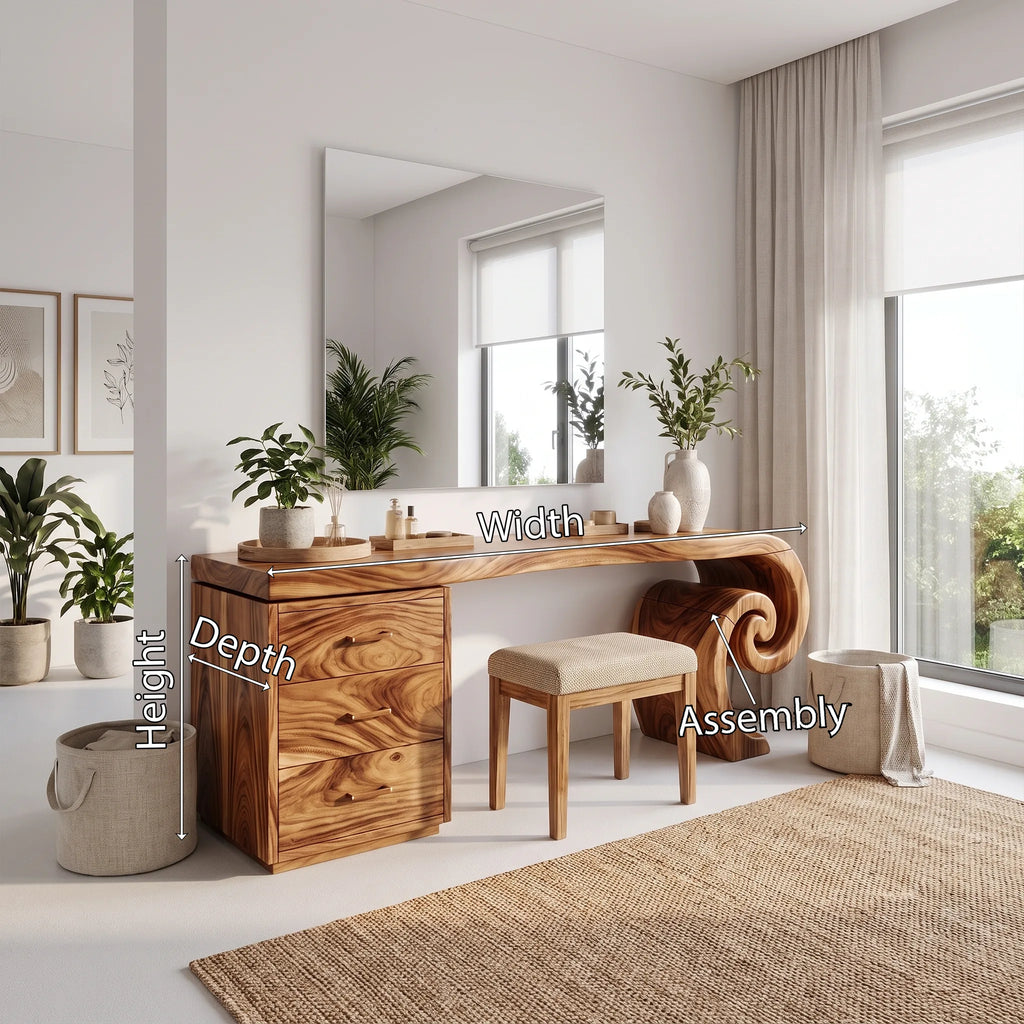 Tranquil Vanity Desk Dressing Table Makeup Vanity Spiral Accent For Bedroom