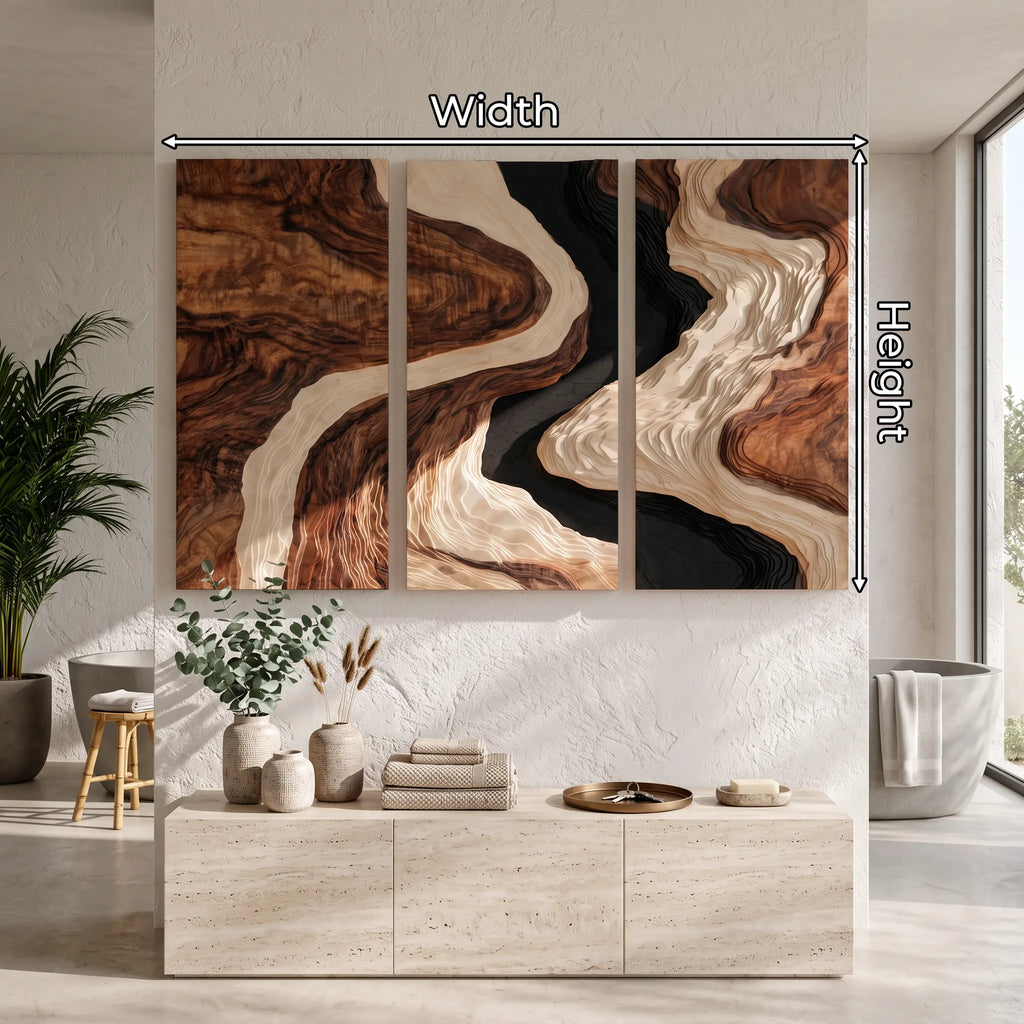 Organic Modern Layered River 3D Wall Art Wellness Room