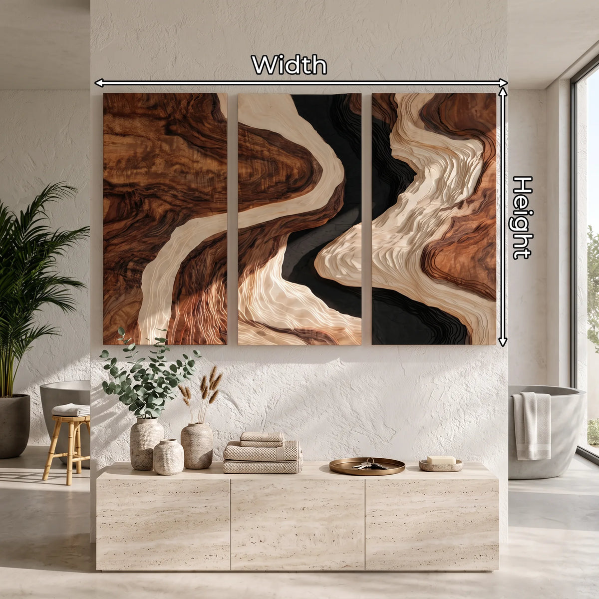 Organic Modern Layered River 3D Wall Art Wellness Room