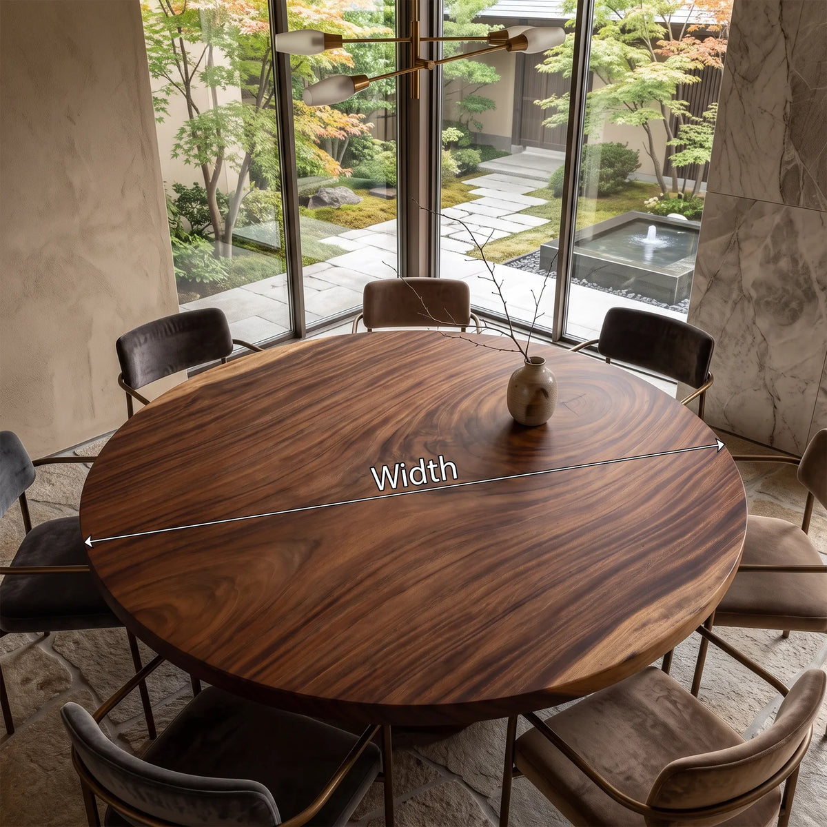 Mid Century Round Dining Table Top Garden View