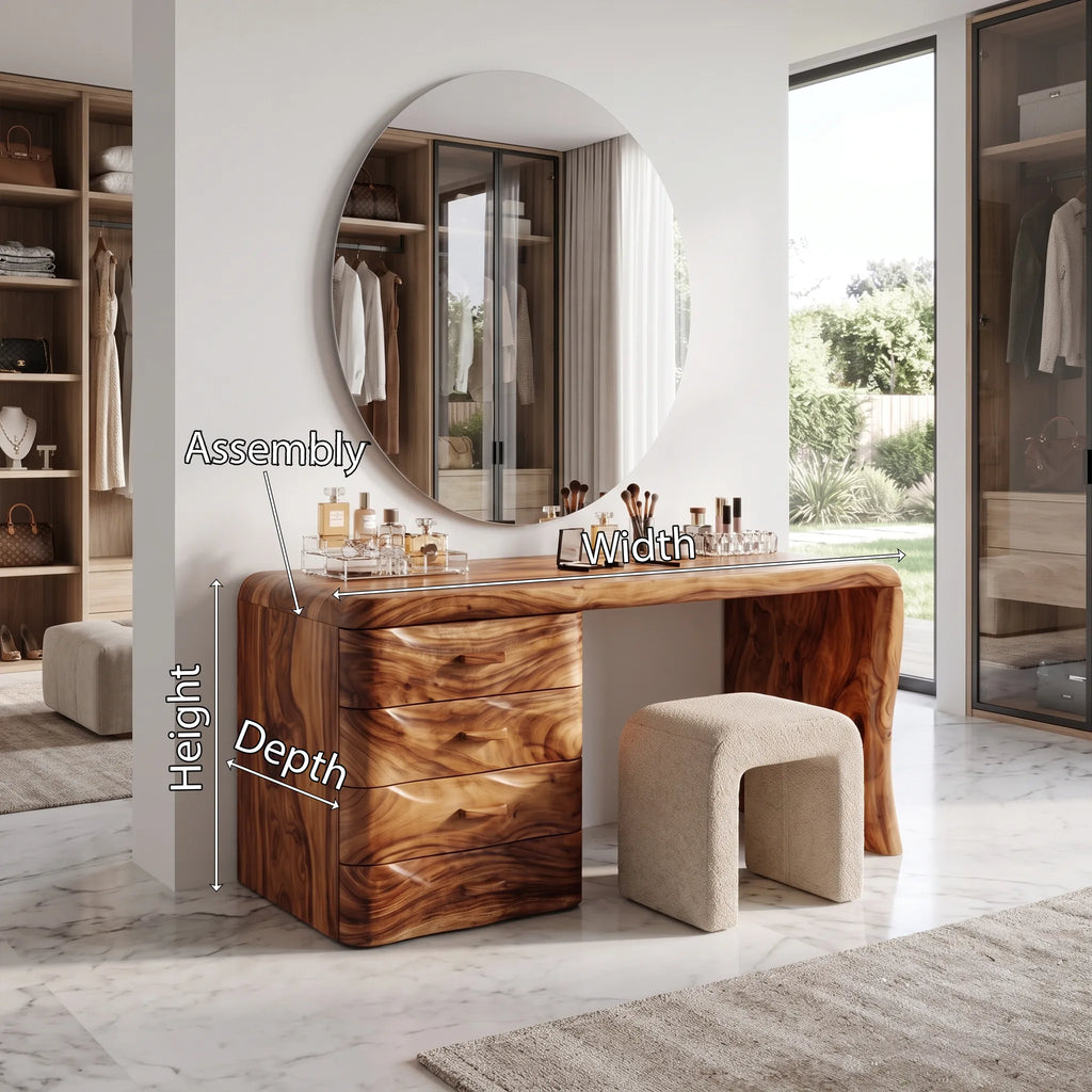 Sophisticated Modern Vanity Desk Makeup Vanity Wave Drawers For Bedroom
