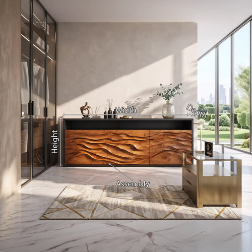 Contemporary Fluted Credenza Cozy Living Room