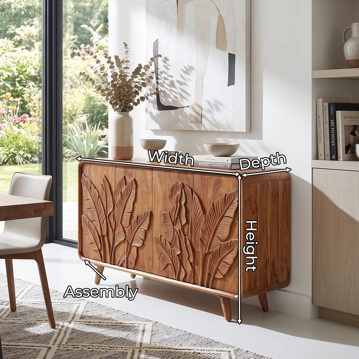 Handcrafted Botanical Sideboard Cabinet Dining Room