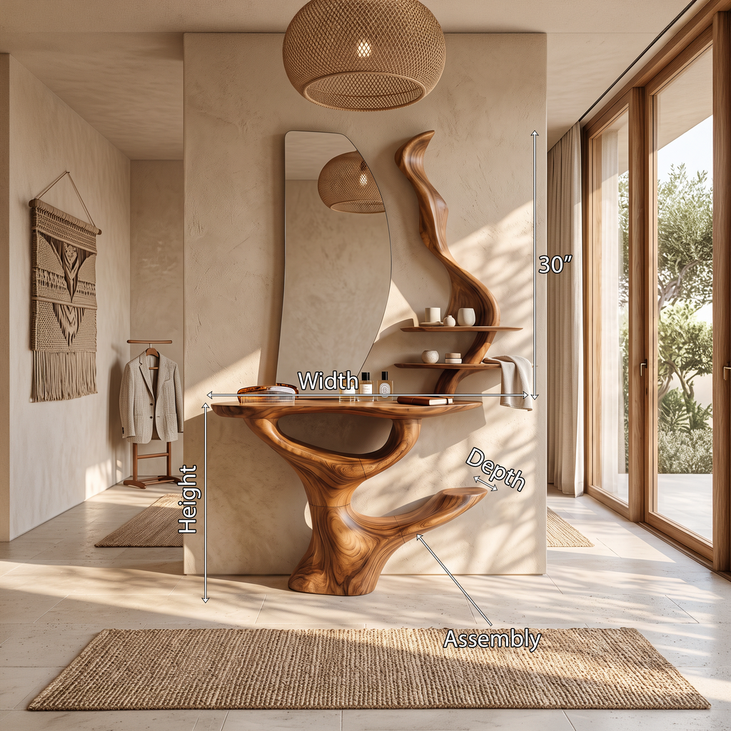 Mid Century Live Edge Cosmetic Table For Bathroom Style