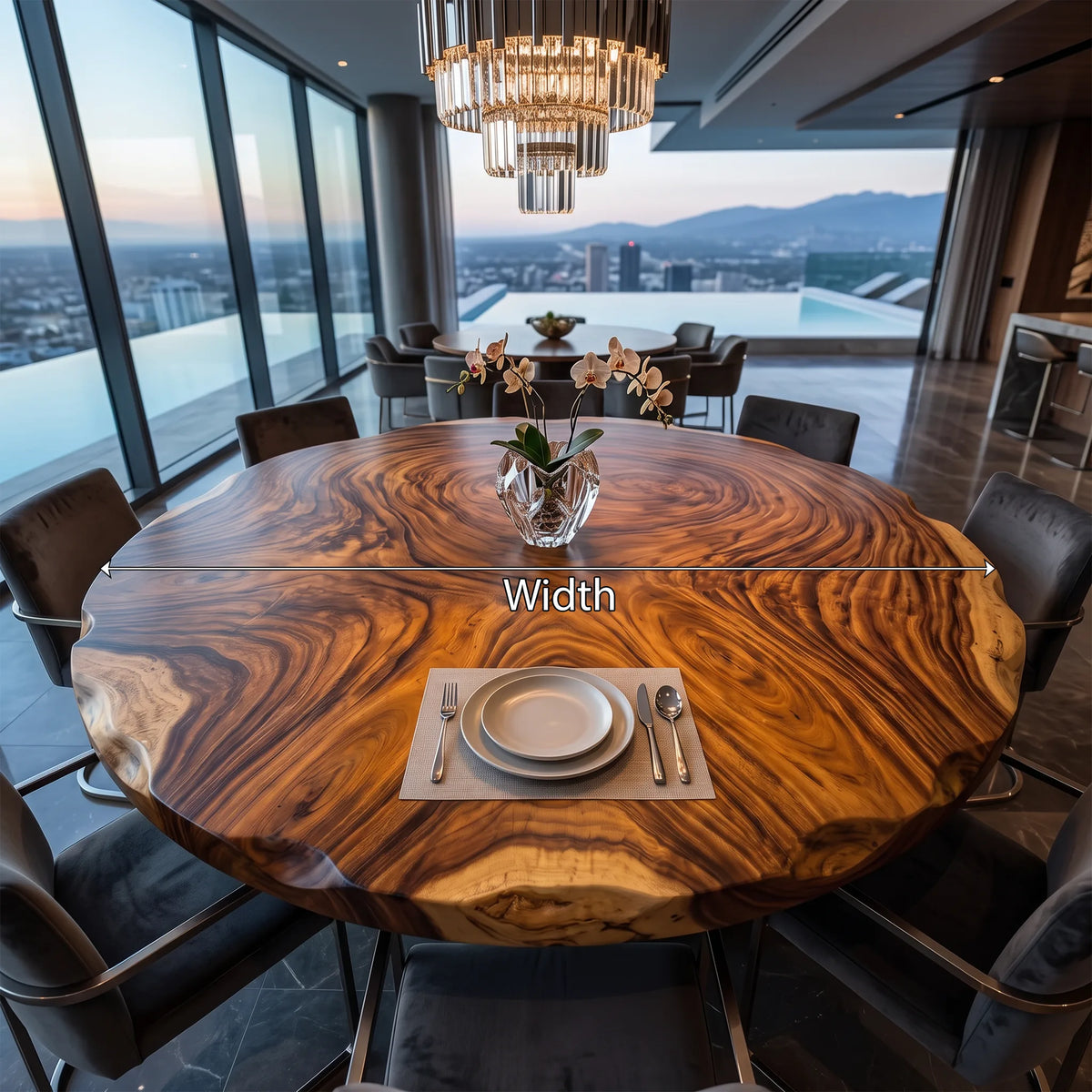 Mid Century Live Edge Round Table Top Penthouse