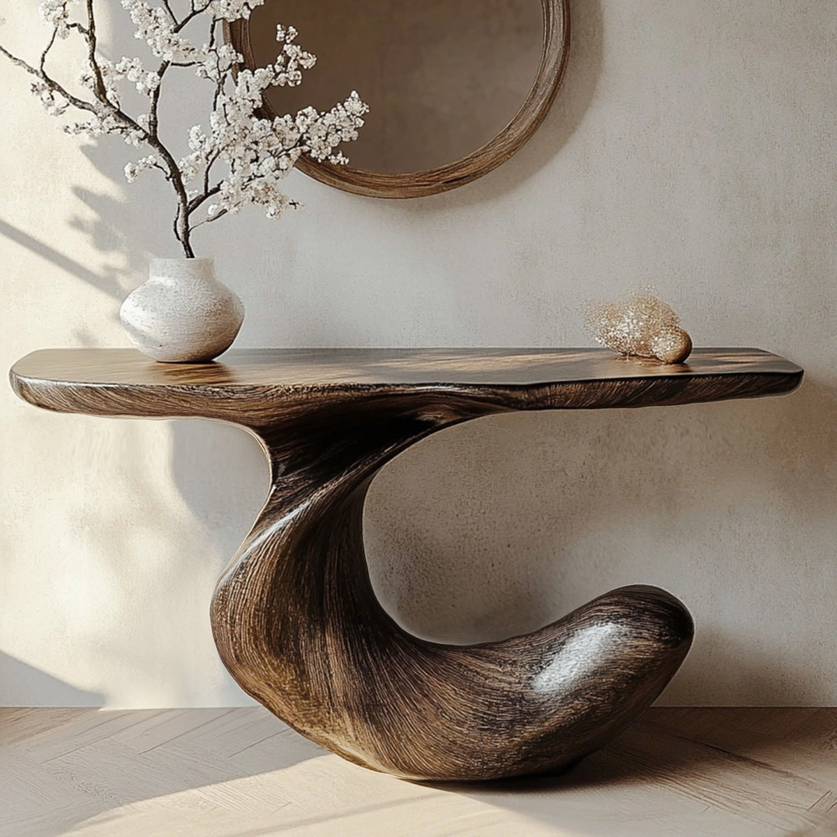 Rustic Solid Wood Console Table Narrow Mini Handmade Side Table