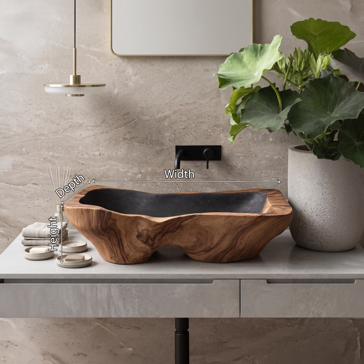Mid Century Rustic Wooden Vessel Sink For Bathroom Ideas