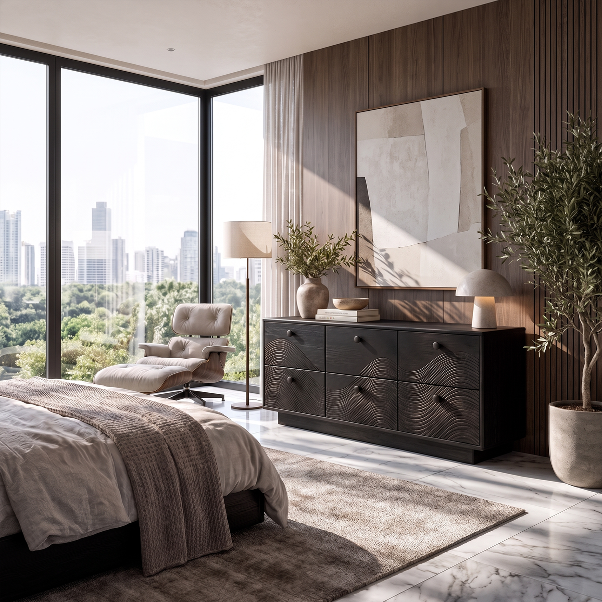 Rustic Bedroom Dresser With Low Profile Form And Simple Drawer Design