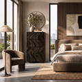 Modern Tall Dresser With Vertical Wave Carving For Bedroom