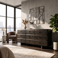 Rustic Solid Wood Dresser With Simple Low Frame For Bedroom