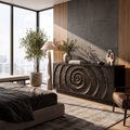 Contemporary Chest Dresser With Layered Circle Pattern For Bedroom